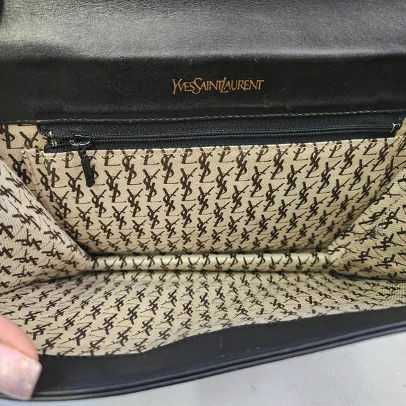 Authentic Black Leather Vintage YSL clutch With Digital COA - Picture 8 of 12